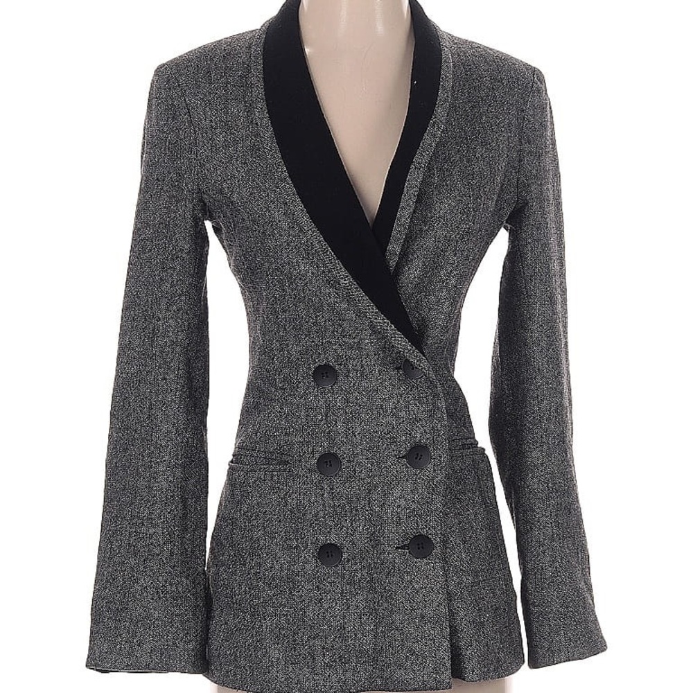Gray Double-Breasted Blazer